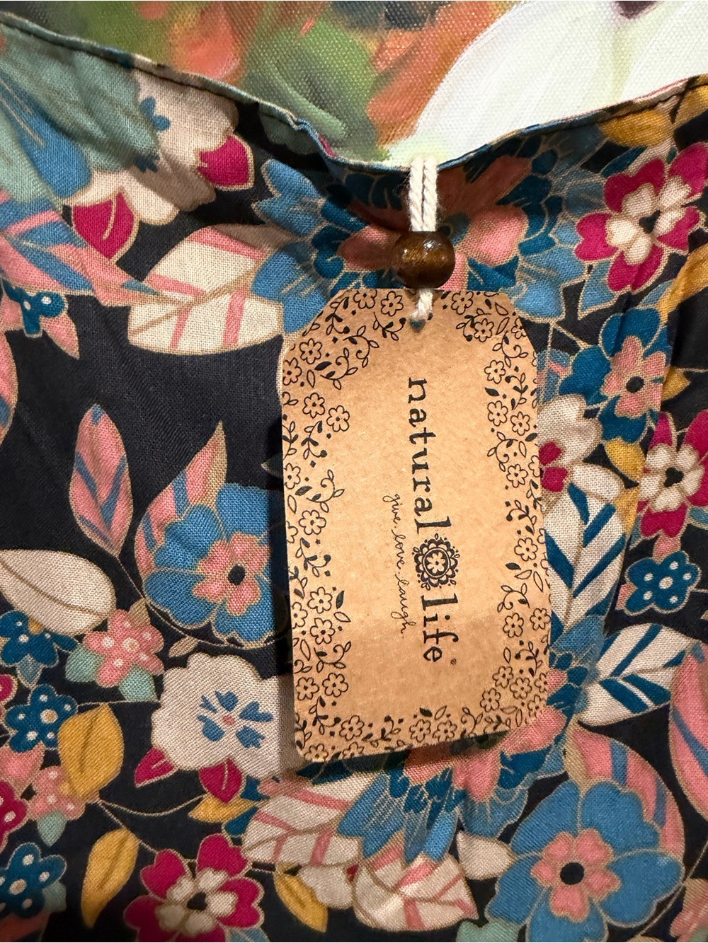 NATURAL LIFE Black Floral Wide-Leg Jumpsuit with Blue & Pink Flowers - Picture 5 of 6